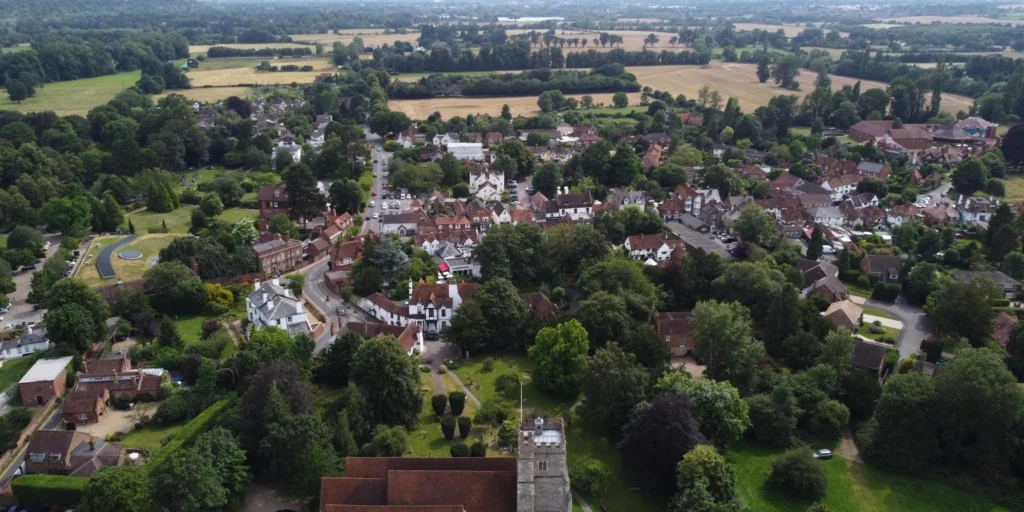 Aerial view of Cookham village — Primokleen professional carpet cleaning based in Cookham