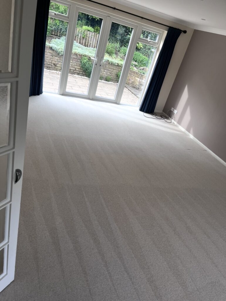 Freshly cleaned cream carpet in a Berkshire home — professional hot water extraction cleaning by Primokleen