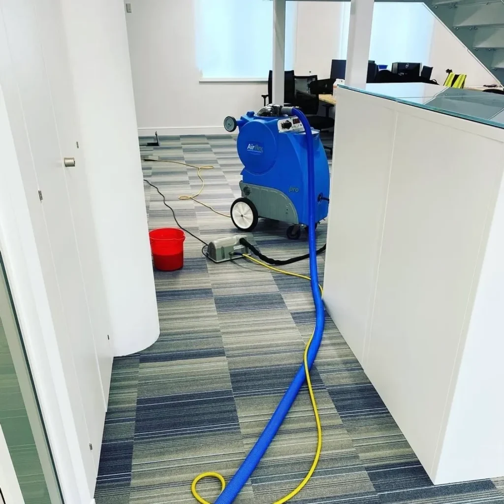 Primokleen Airflex Pro equipment set up in a commercial space in Berkshire ready for professional carpet cleaning