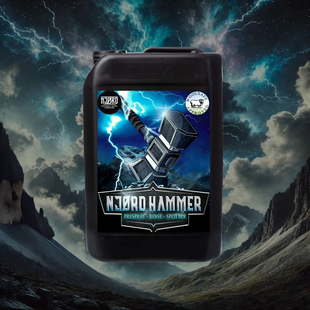 NJØRD Njordhammer alkaline carpet and upholstery cleaner used by Primokleen