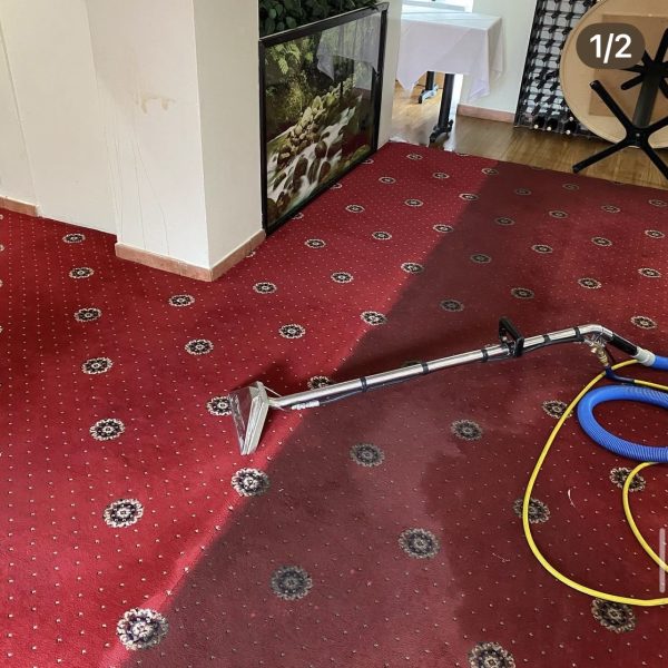 Primokleen commercial carpet cleaning in progress — hot water extraction Berkshire