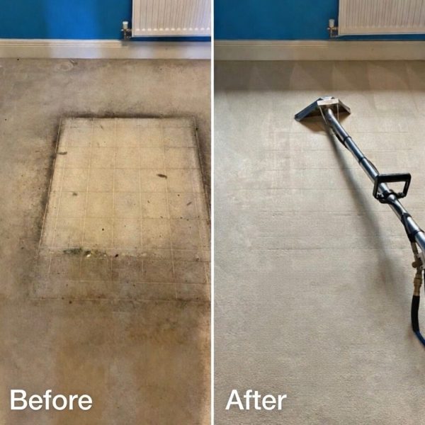 Primokleen heavily soiled carpet deep cleaning before and after in Maidenhead