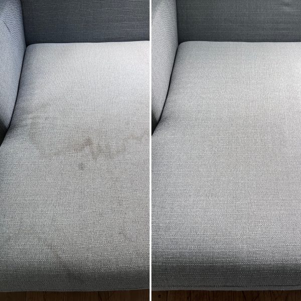 Primokleen sofa upholstery cleaning before and after — stain removal in Windsor